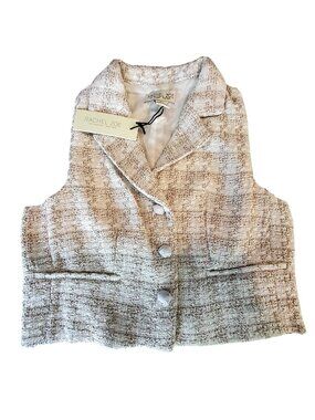 Rachel Zoe Womens Beige Textured Tweed Sleeveless  Size Small Fully Lined